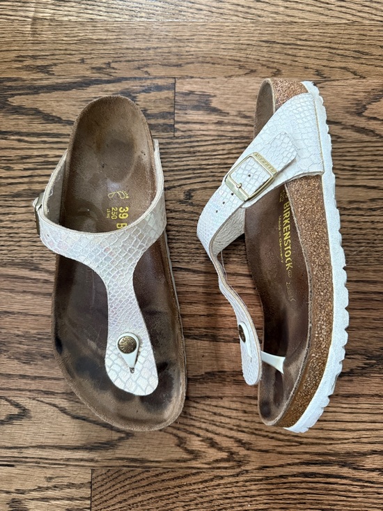 Birkenstock Shoes - Birkenstock Gizeh Women's Thong Sandal - White Snake Print Size 39